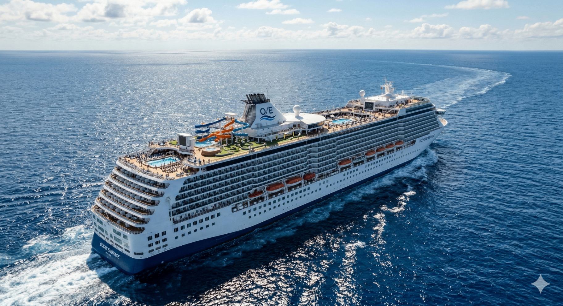 Luxury ocean cruise ship at sea