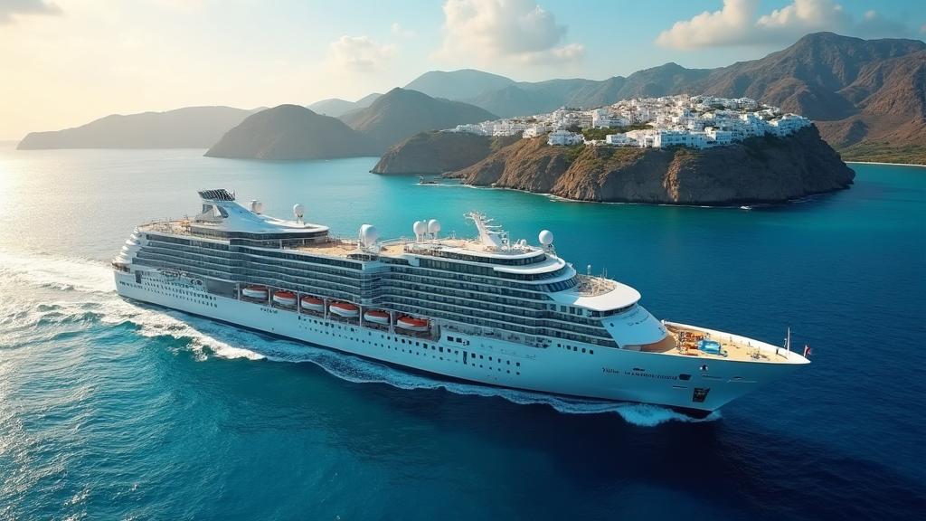 Luxury ocean cruise ship in the Mediterranean